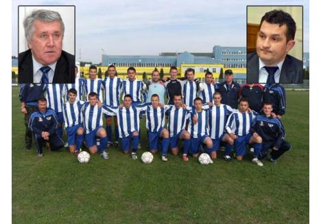 AVEM ECHIPĂ!... Şteienii s-au bucurat anul trecut când, prin înfiinţarea Clubului Sportiv Orăşenesc Ştei, echipa de fotbal le-a fost salvată de la desfiinţare. Ce nu ştiau e că CSO Ştei a fost "privatizat" de primarul Ioan Lucaciu (foto stânga) şi de viceprimarul Florin Miara (foto dreapta). Cică din greşeală...